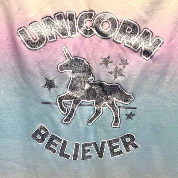SO-Jersey 3/4 Sleeve Top-Unicorn-Sparkle/Stars-Pink/Silver Mix-Size 12 Girls- - Picture 7 of 11